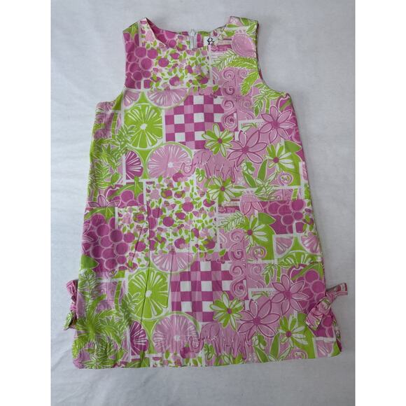 Lilly Pulitzer Juice Stand Elephant Pink Shift Beach Tropical Dress Girl 6X - Picture 1 of 6